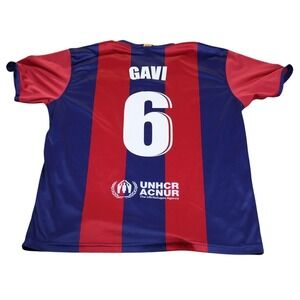 FC Barcelona Shirt Mens XL Blue Red La Liga Soccer Gavi 6 Spotify UNHCR Jersey